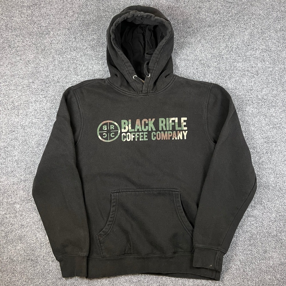 Black Rifle Coffee Company Mens Camo Logo Pullover Hoodie Black Size Medium